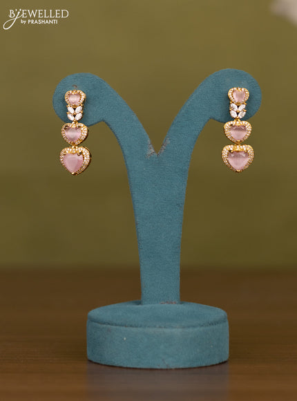 Necklace heart shape design with baby pink and cz stones in victorian finish