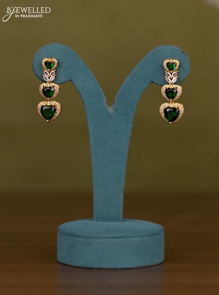 Necklace heart shape design with emerald and cz stones in victorian finish