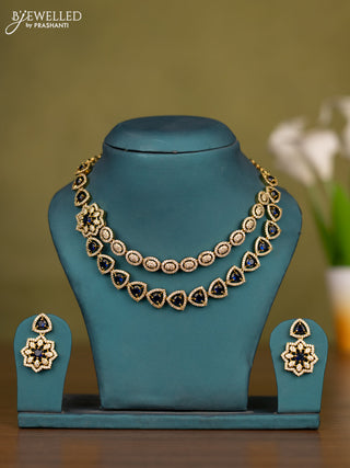 Necklace with sapphire and cz stones in victorian finish