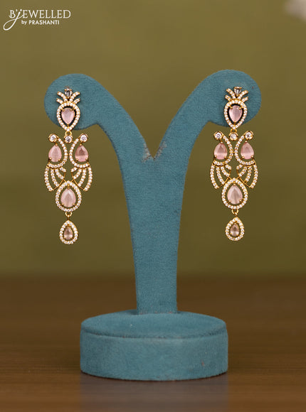 Necklace with baby pink and cz stones in victorian finish