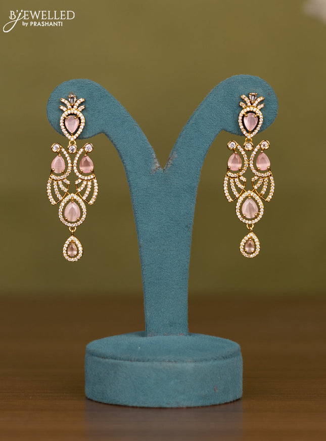Necklace with baby pink and cz stones in victorian finish