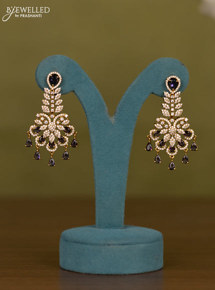 Necklace with purple & cz stones and hangings in victorian finish