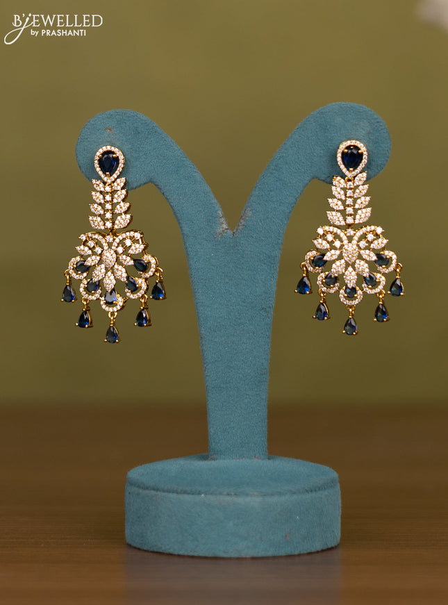 Necklace with sapphire & cz stones and hangings in victorian finish