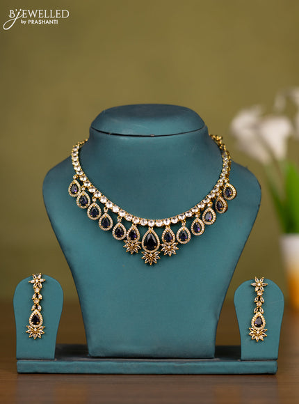 Necklace with purple and cz stones in victorian finish