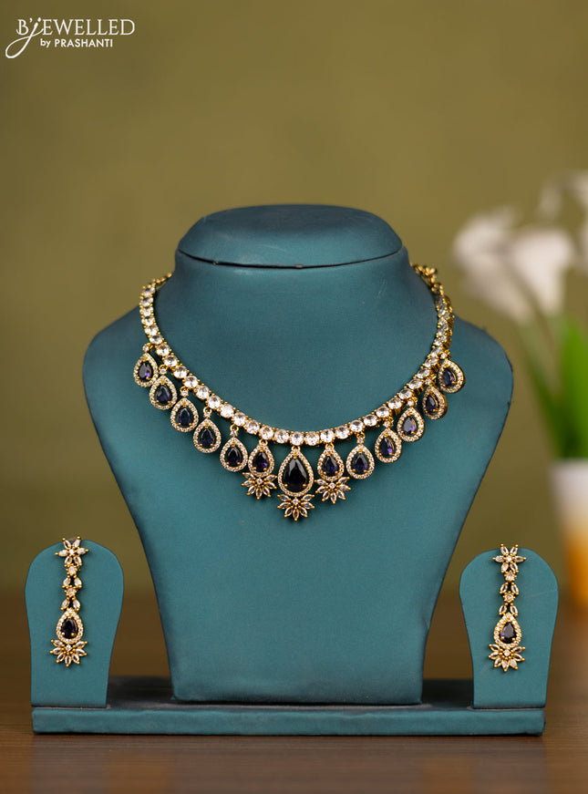 Necklace with purple and cz stones in victorian finish