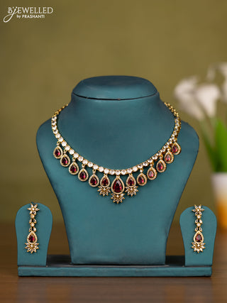 Necklace with ruby and cz stones in victorian finish