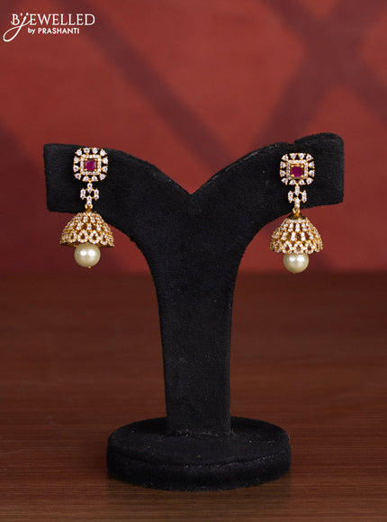 Antique choker peacock design with ruby & cz stones and pearl hangings