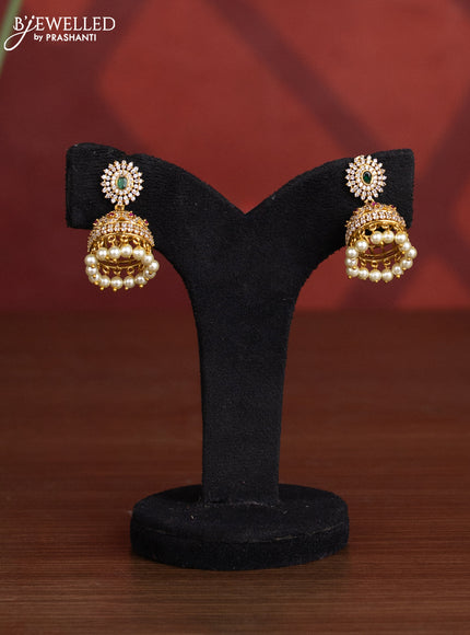 Antique choker with kemp & cz stones and pearl hangings