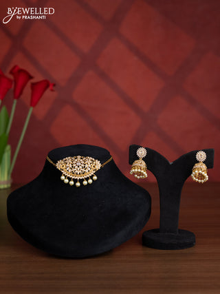 Antique choker with cz stones and pearl hangings