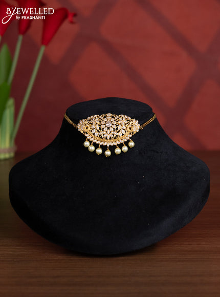 Antique choker with cz stones and pearl hangings