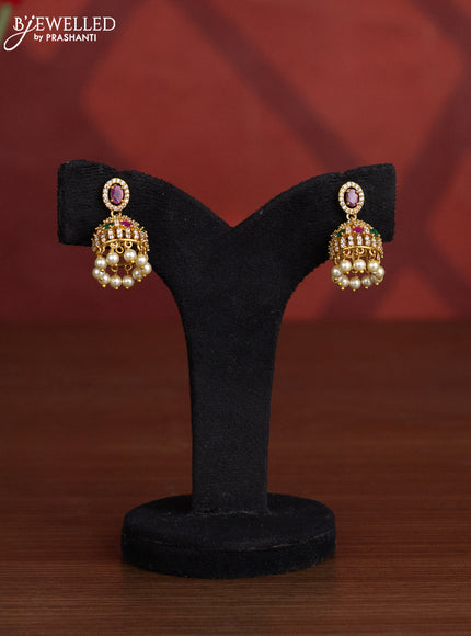 Antique choker peacock design with kemp & cz stones and pearl hangings