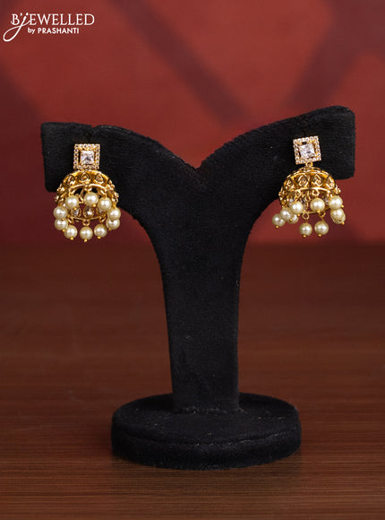 Antique choker peacock design with cz stones and pearl hangings