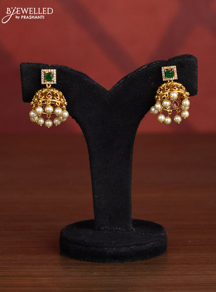 Antique choker peacock design with kemp & cz stones and pearl hangings