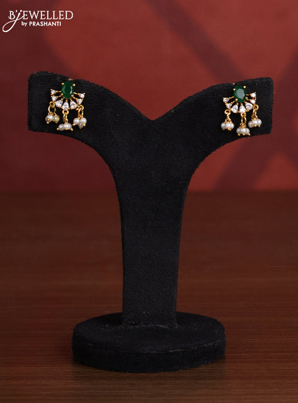 Antique choker with big emerald & cz stones and pearl hangings