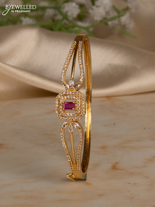 Bracelets with ruby and cz stones in gold finish