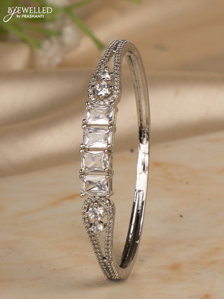 Bracelets with big & small cz stones in silver finish