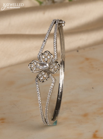 Bracelets floral design with cz stones in silver finish