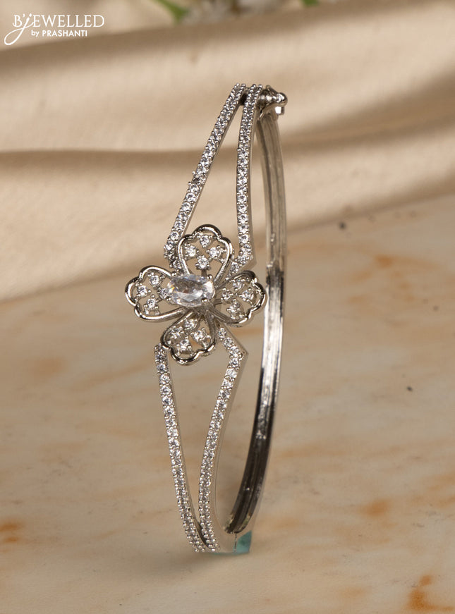 Bracelets floral design with cz stones in silver finish