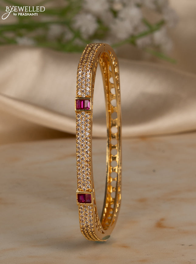 Bracelets with ruby and cz stones in gold finish