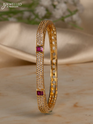 Bracelets with ruby and cz stones in gold finish