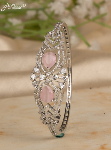 Bracelets with baby pink and cz stones in silver finish