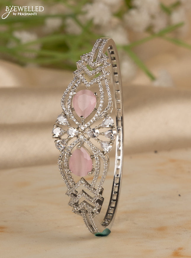 Bracelets with baby pink and cz stones in silver finish