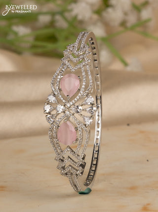 Bracelets with baby pink and cz stones in silver finish