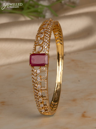 Bracelets with ruby and cz stones in gold finish