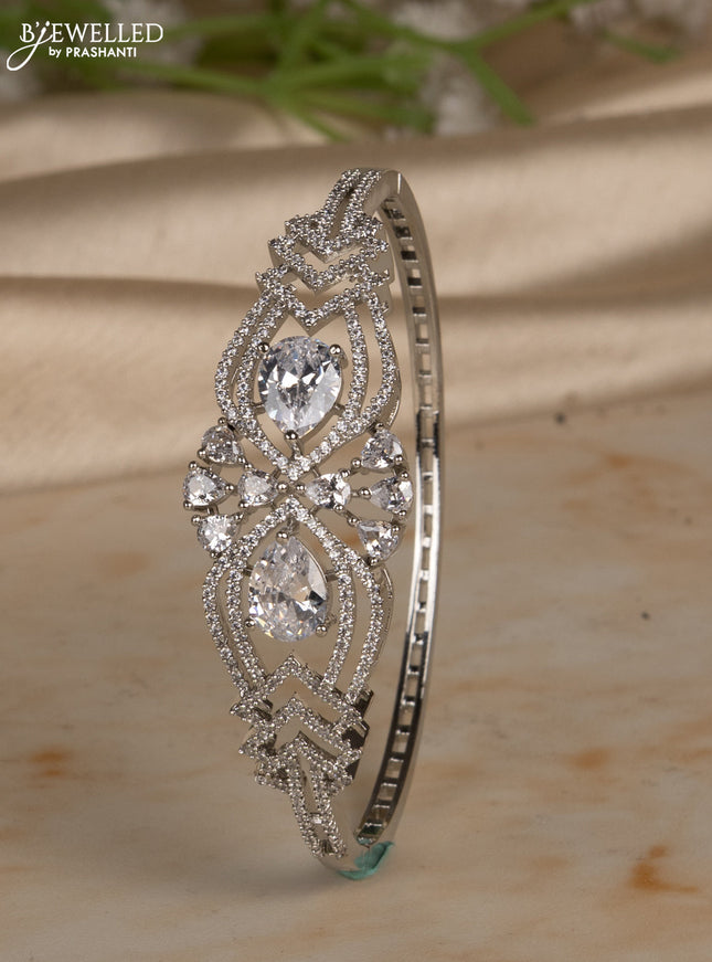 Bracelets with big & small cz stones in silver finish