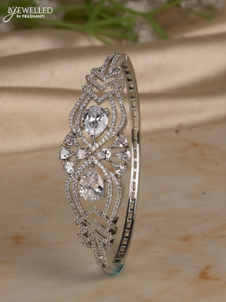 Bracelets with big & small cz stones in silver finish