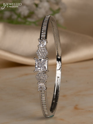 Bracelets with big & small cz stones in silver finish