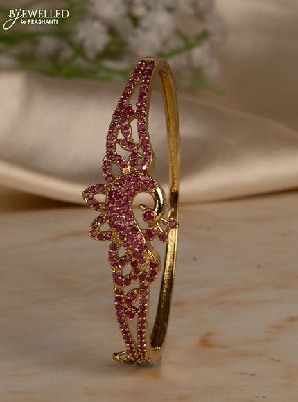 Bracelets peacock design with ruby stones in gold finish