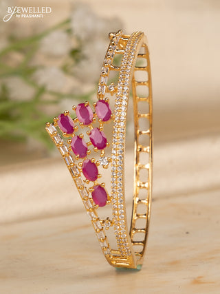 Bracelets with ruby and cz stones in gold finish