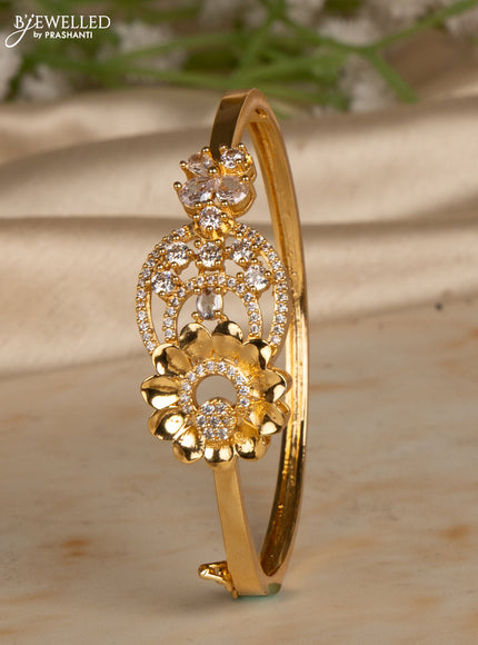 Bracelets floral design with cz stones in gold finish