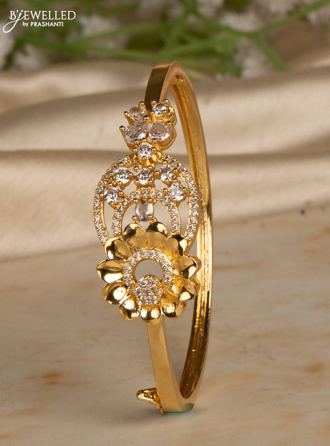 Bracelets floral design with cz stones in gold finish
