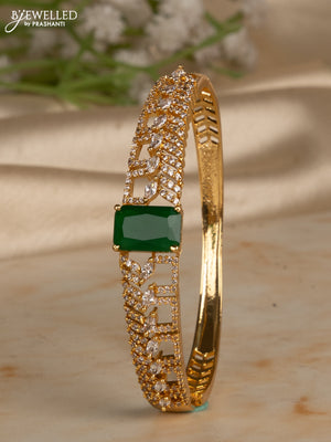 Bracelets with emerald and cz stones in gold finish