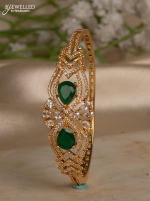 Bracelets with emerald and cz stones in gold finish