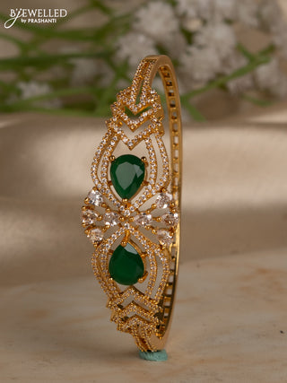 Bracelets with emerald and cz stones in gold finish