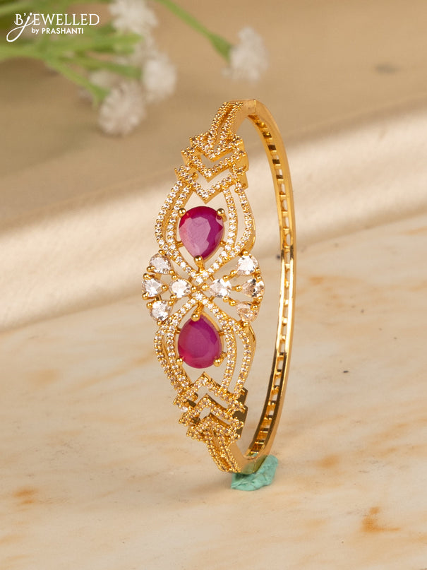 Bracelets with ruby and cz stones in gold finish