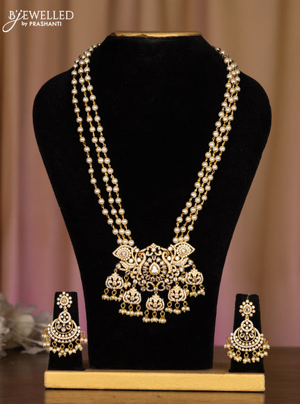 Pearl haaram with cz stones and pearl hangings
