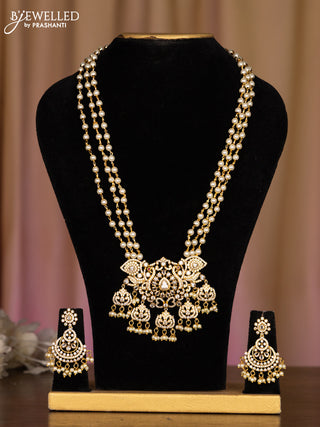 Pearl haaram with cz stones and pearl hangings