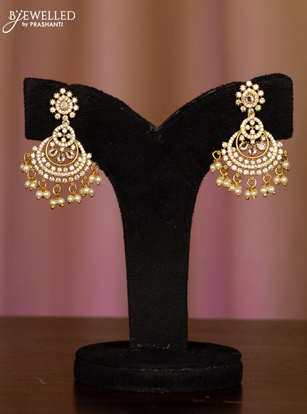 Pearl haaram with cz stones and pearl hangings