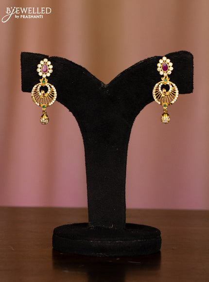 Pearl haaram floral design with kemp and cz stones