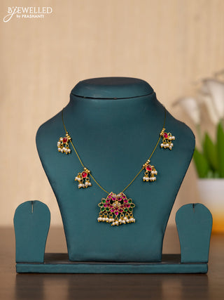 Invisible chain with kemp jadau kundan stones and pearl hangings without earrings