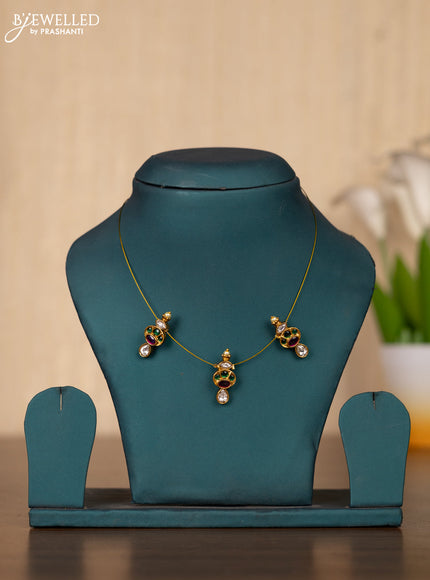 Invisible chain with kemp and kundan stones without earrings