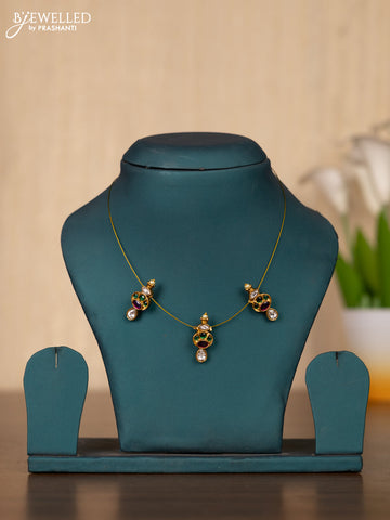 Invisible chain with kemp and kundan stones without earrings