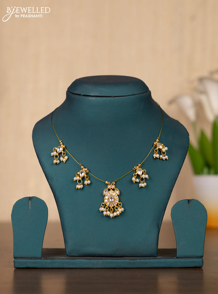 Invisible chain with kundan stones in pearl hangings without earrings