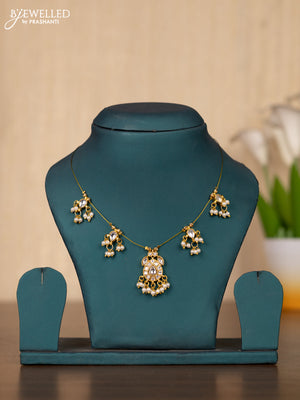 Invisible chain with kundan stones in pearl hangings without earrings
