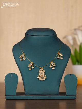 Invisible chain with kundan stones in pearl hangings without earrings