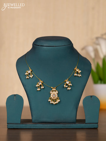 Invisible chain with kundan stones in pearl hangings without earrings